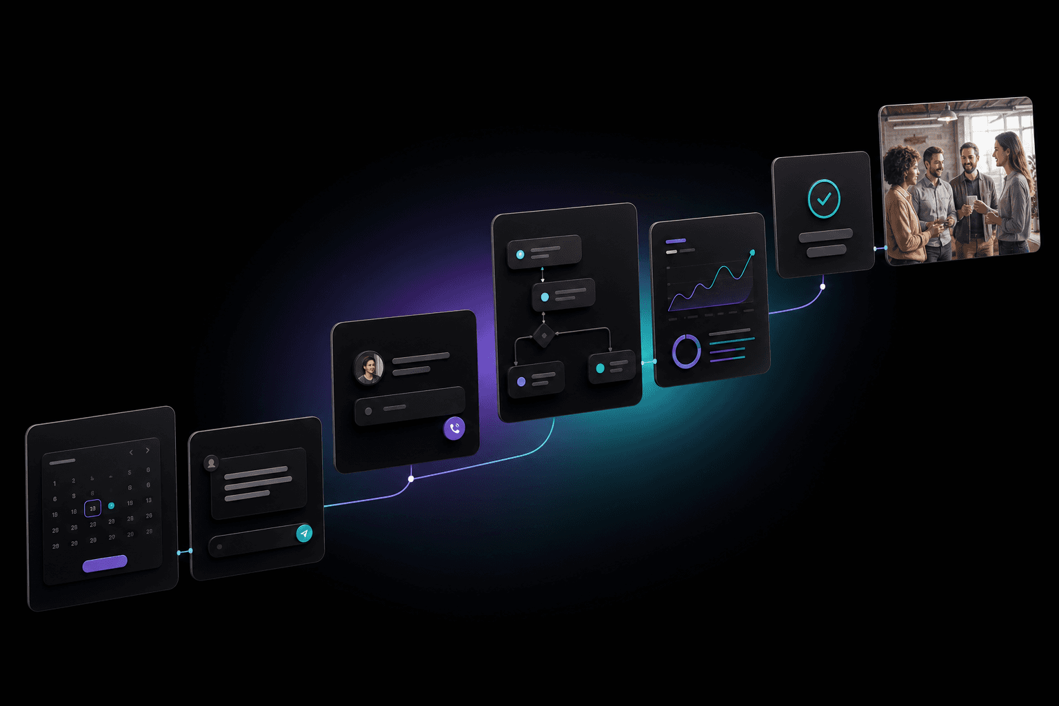 VoxPilot showing the path from appointment and message through to a finished task